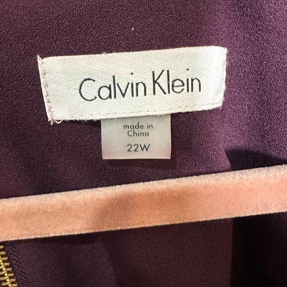 Calvin Klein 3/4 Sleeve Sheath Dress Size 22W Wine Church Event - Picture 3 of 7